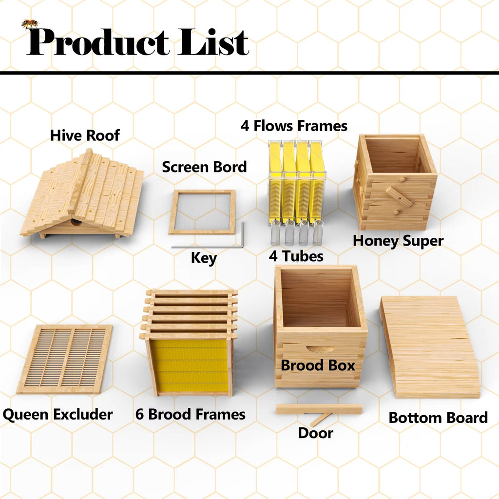 ApiaryPro Small Automatic Flow Bee Hive with Honey Spout – 6 Frame Cedar Beekeeping Starter Kit for Beginners & Backyard Use
